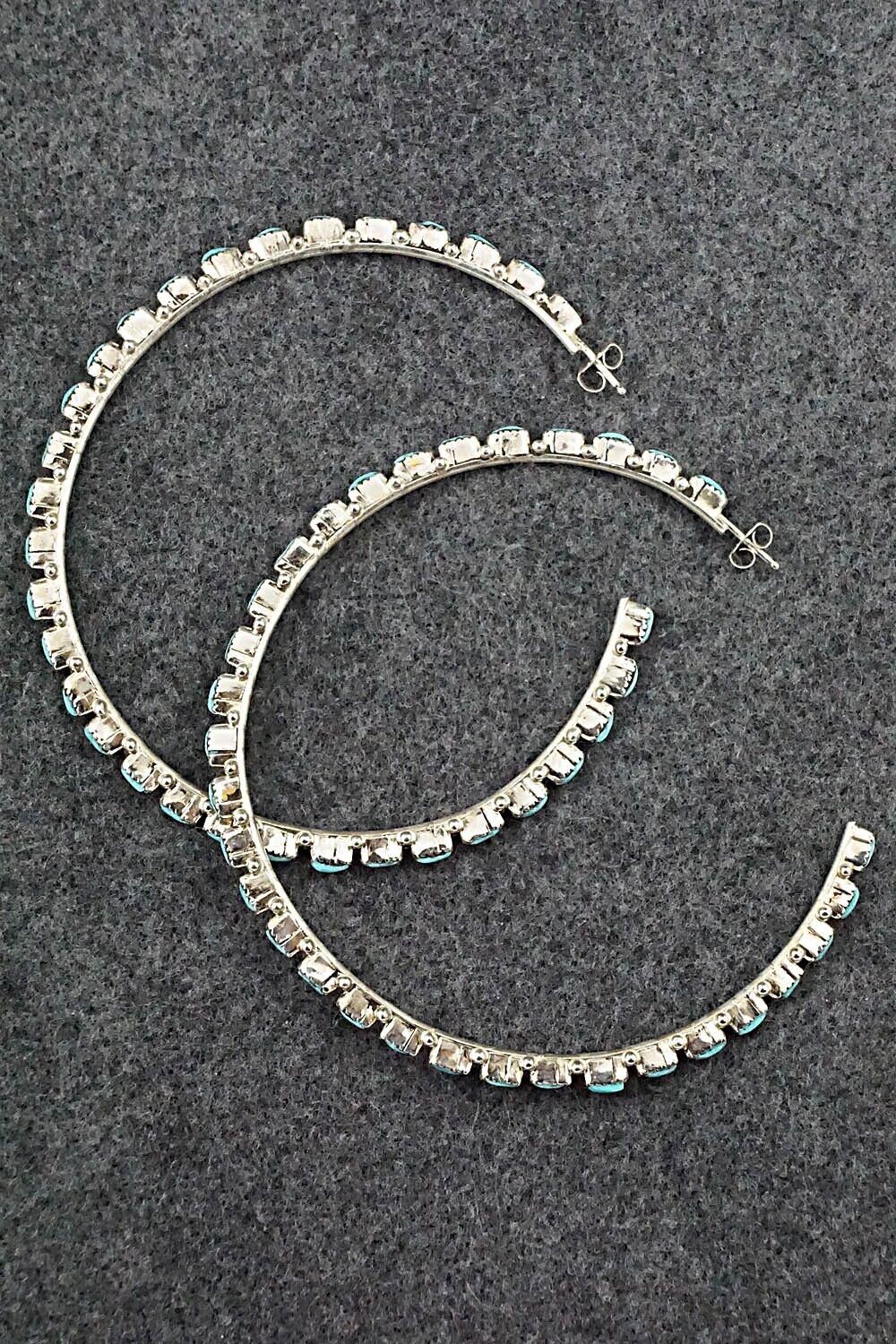 Turquoise & Sterling Silver Hoop Earrings - Aurelia Hughte
