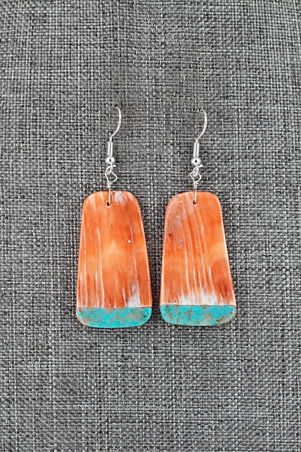 Spiny Oyster, Turquoise & Sterling Silver Earrings - Louise Pete