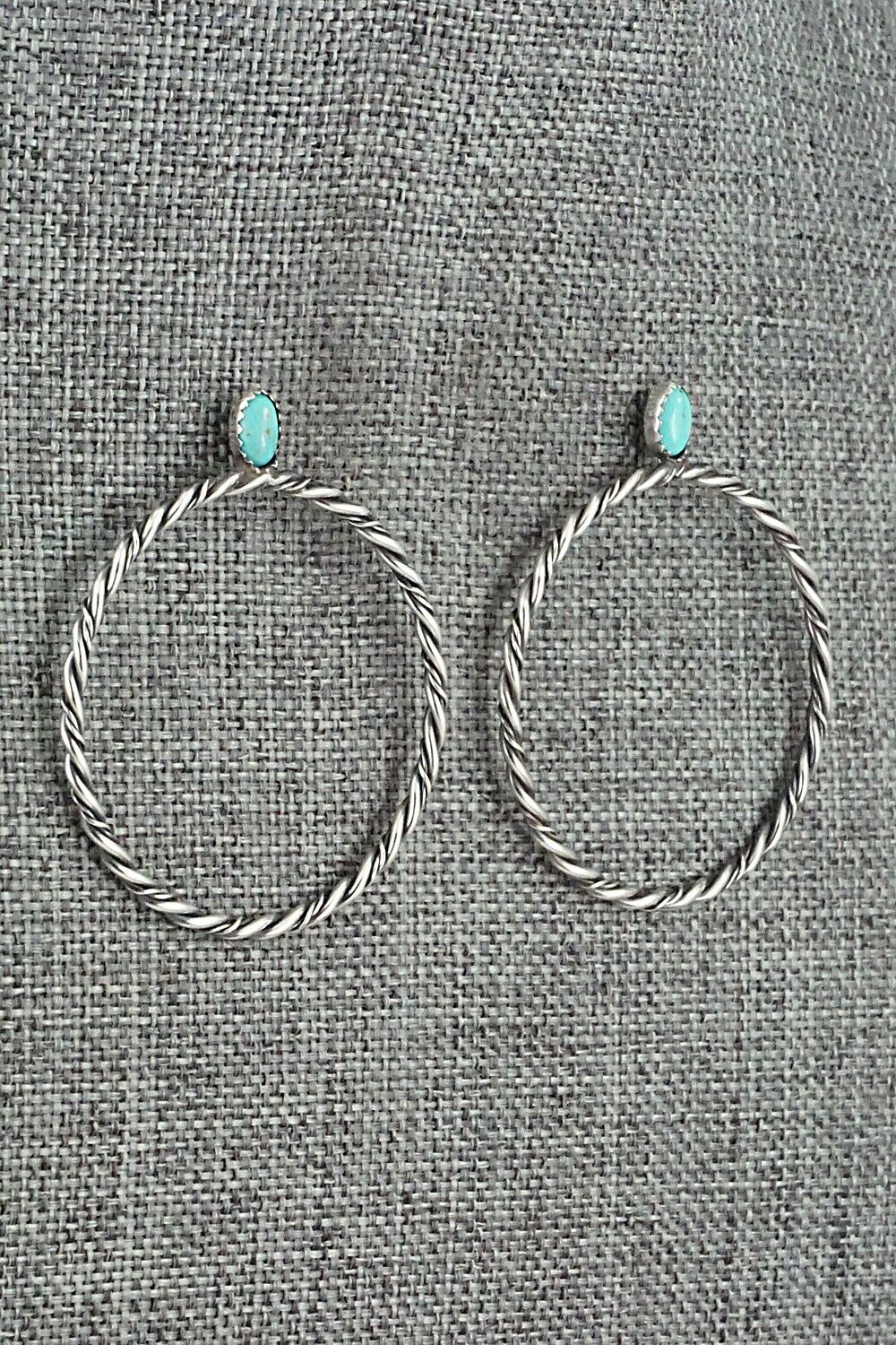 Turquoise & Sterling Silver Earrings - Nelson Leonard Jr.