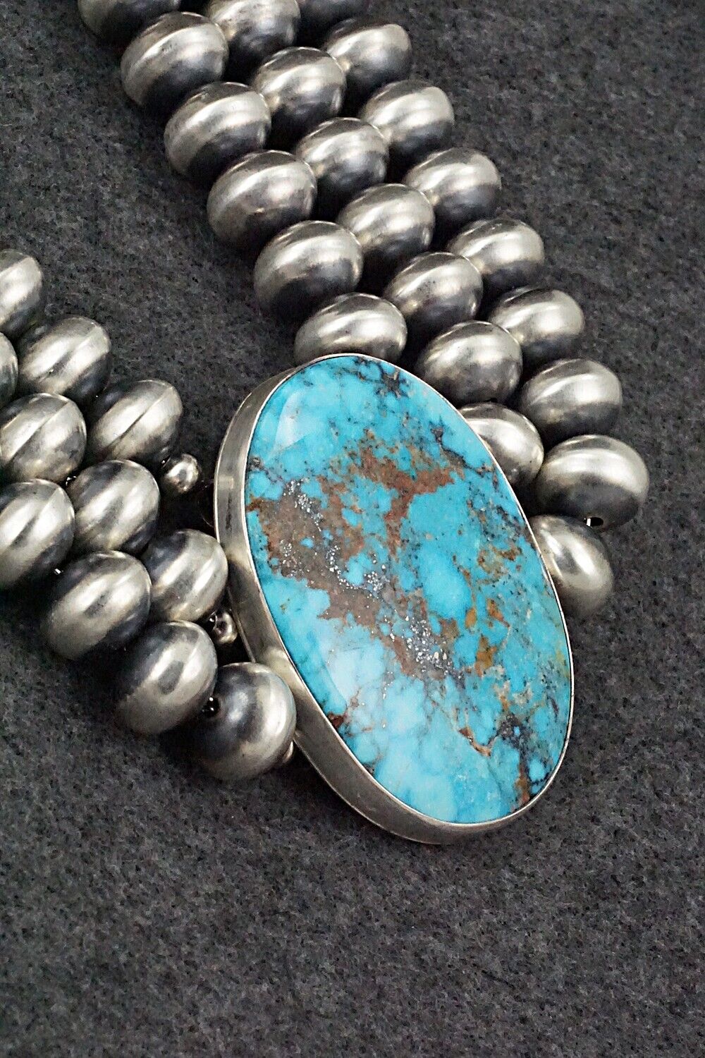 Turquoise & Navajo Pearl Sterling Silver Necklace - Alice Johnson