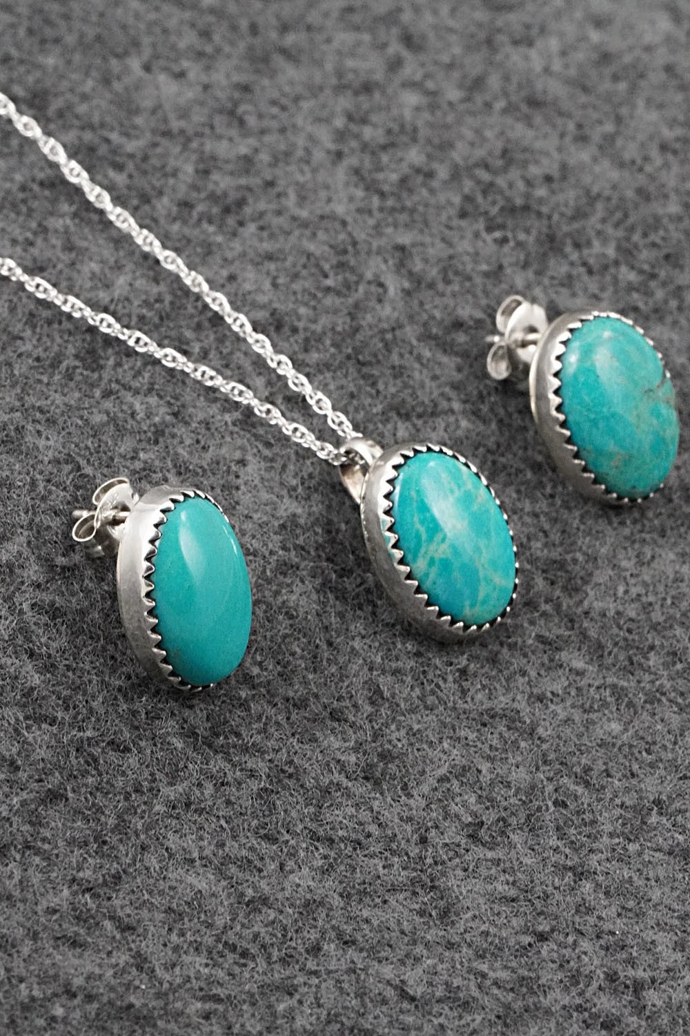 Turquoise & Sterling Silver Necklace Set - Murray Hannaweeka