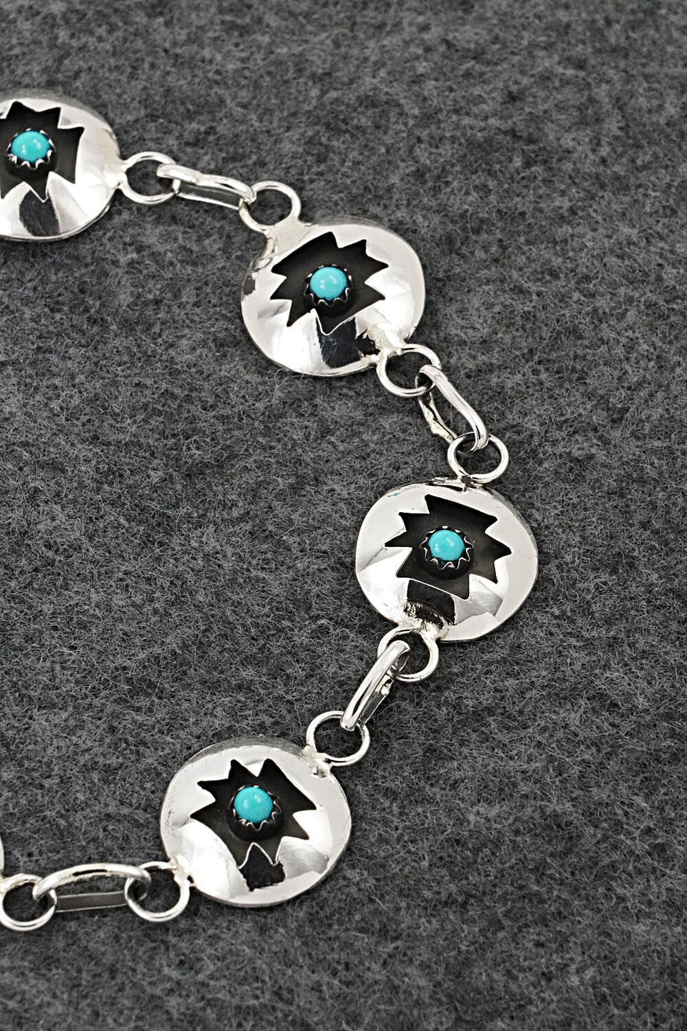 Turquoise & Sterling Silver Link Bracelet - David Morgan
