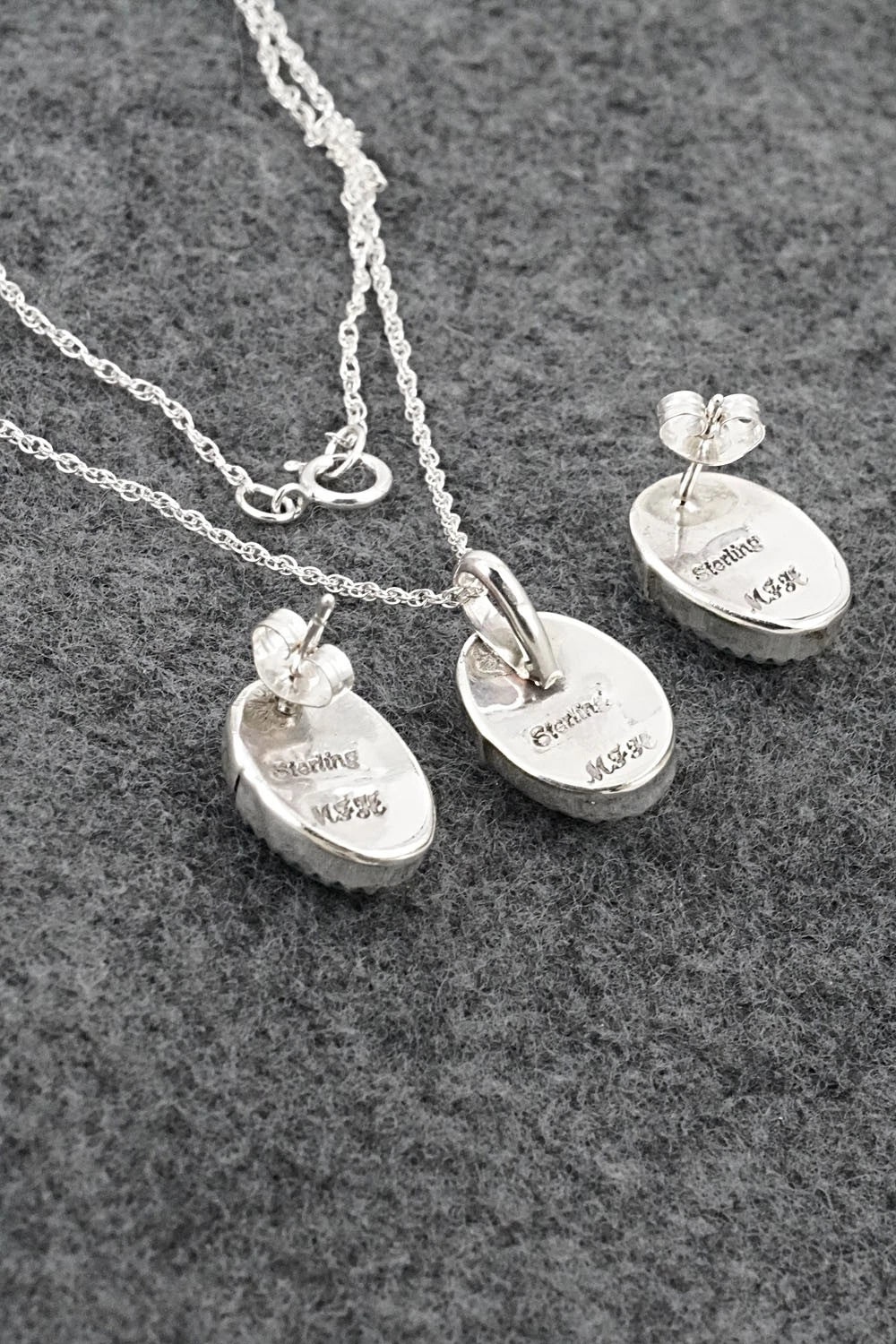 Turquoise & Sterling Silver Necklace Set - Murray Hannaweeka