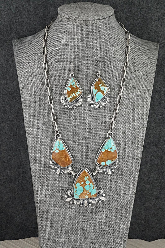 Turquoise & Sterling Silver Necklace and Earrings Set - Paul Livingston