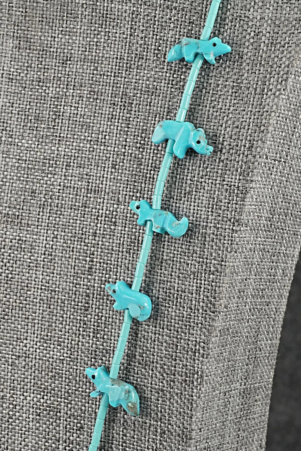 Turquoise Fetish Carving & Sterling Silver Necklace - Hector Goodluck