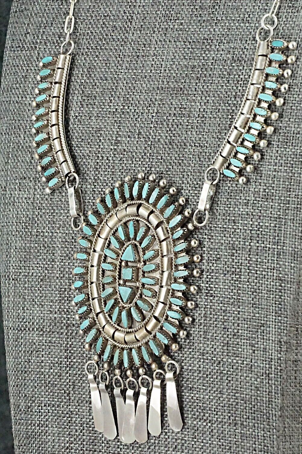 Turquoise & Sterling Silver Necklace and Earrings Set - Evonne Hustito