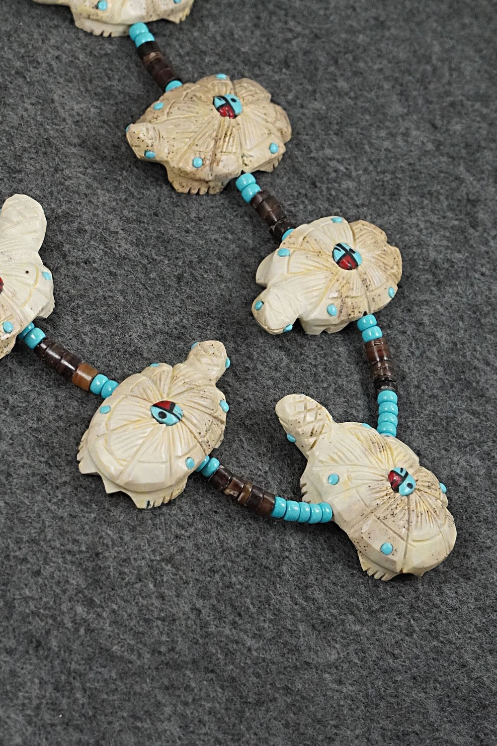 Multi-Stone Turtle Fetish & Sterling Silver Necklace Set - Dannette Laate