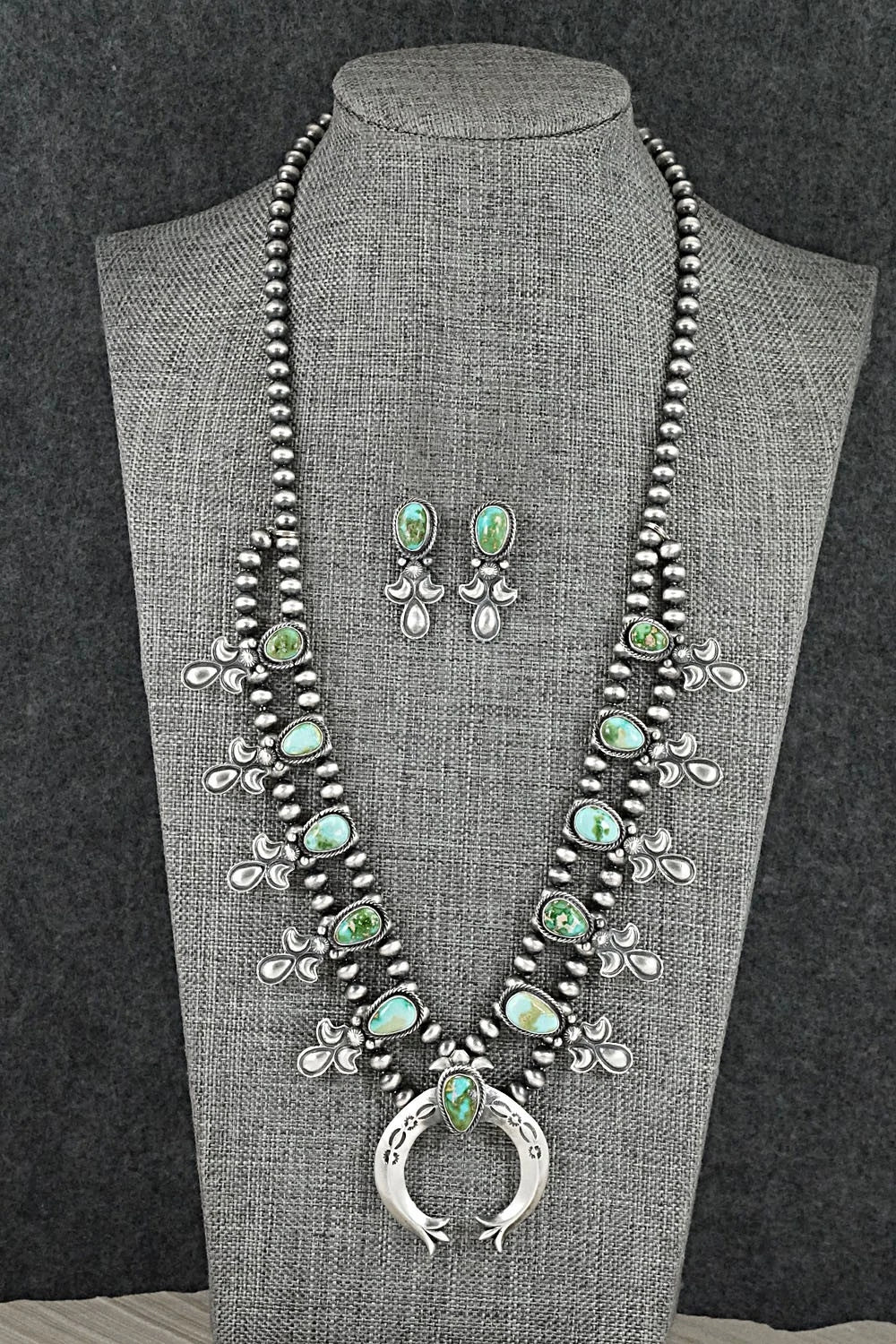 Turquoise & Sterling Silver Squash Blossom Set - Adrienne Gordon