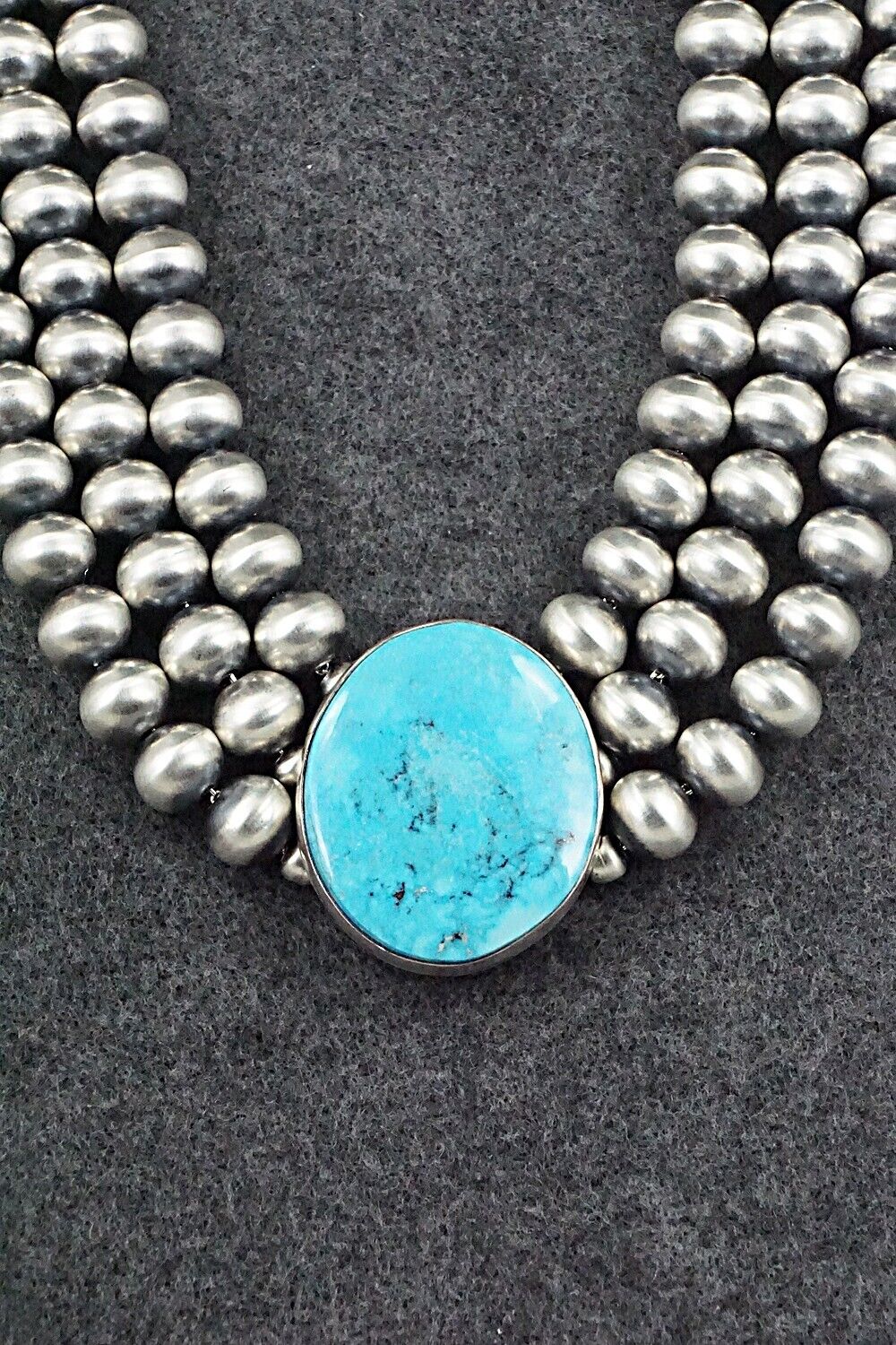Turquoise & Navajo Pearl Sterling Silver Necklace - Alice Johnson