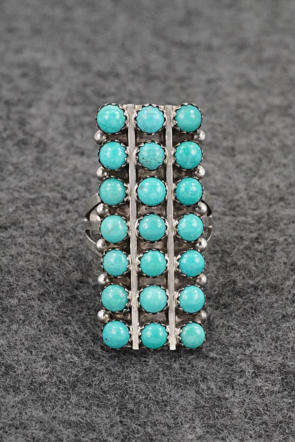 Turquoise & Sterling Silver Ring - Kenny Lonjose - Size 6.75