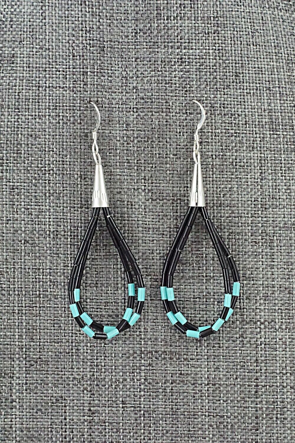 Jet, Turquoise & Sterling Silver Earrings - Ramona Bird