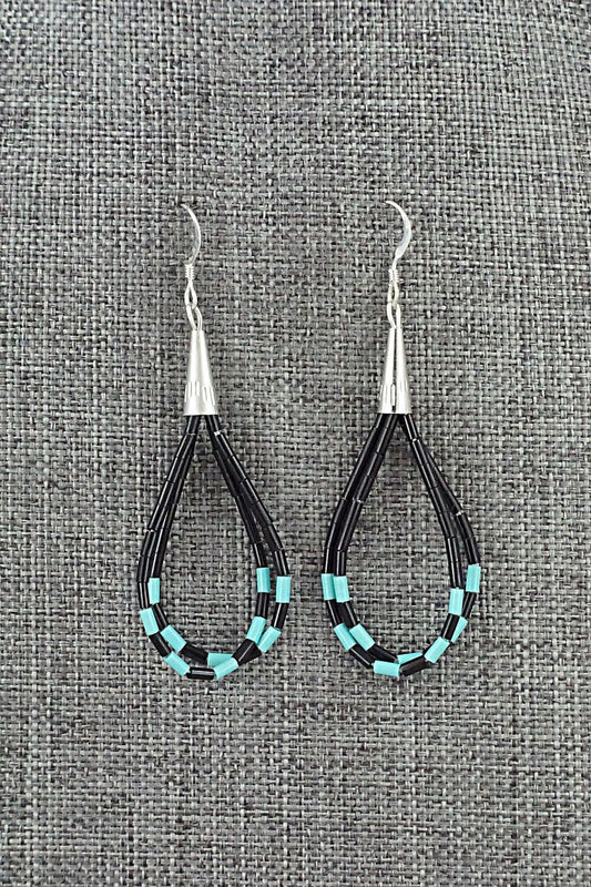 Jet, Turquoise & Sterling Silver Earrings - Ramona Bird