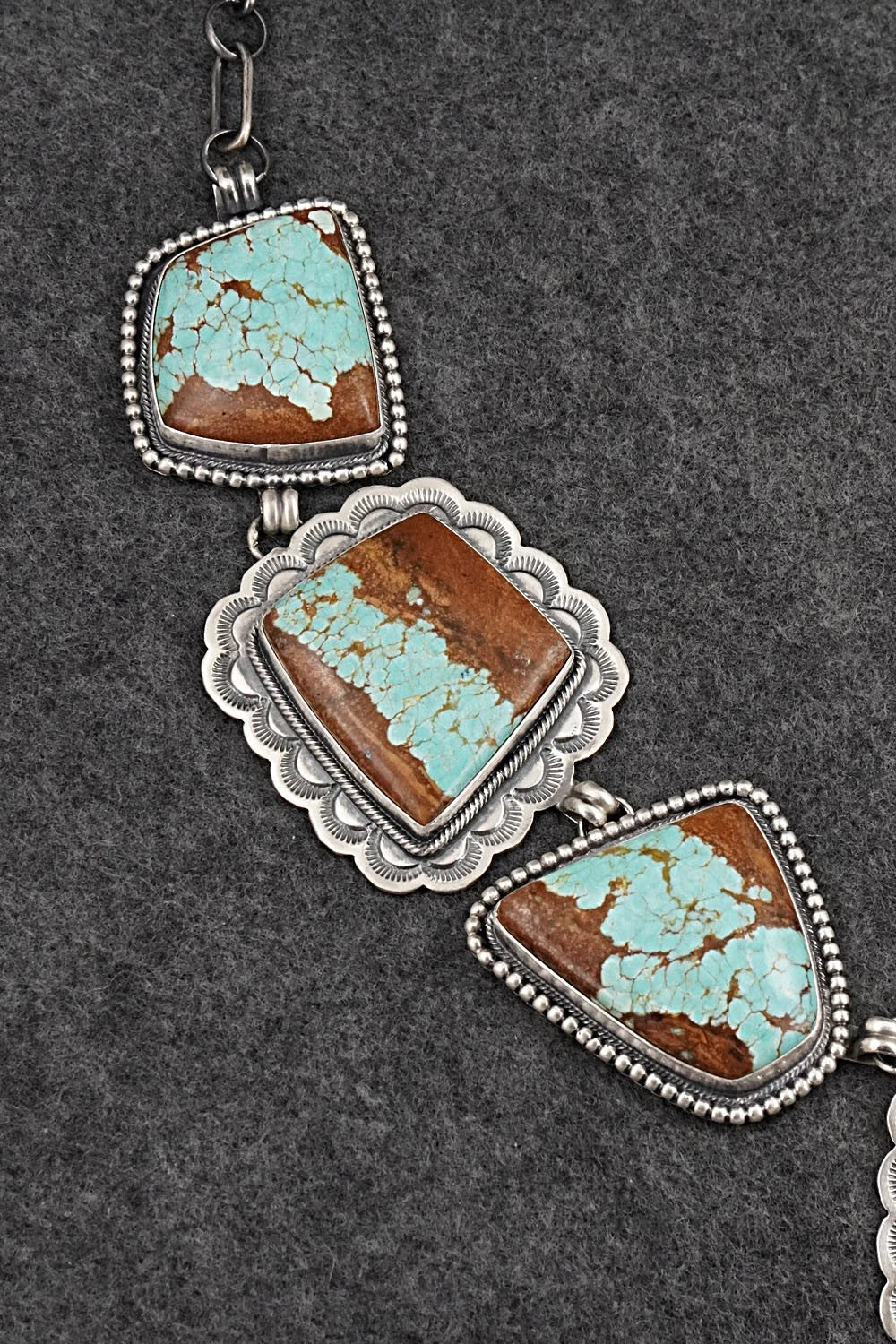 Turquoise & Sterling Silver Necklace and Earrings Set - Darrin Livingston