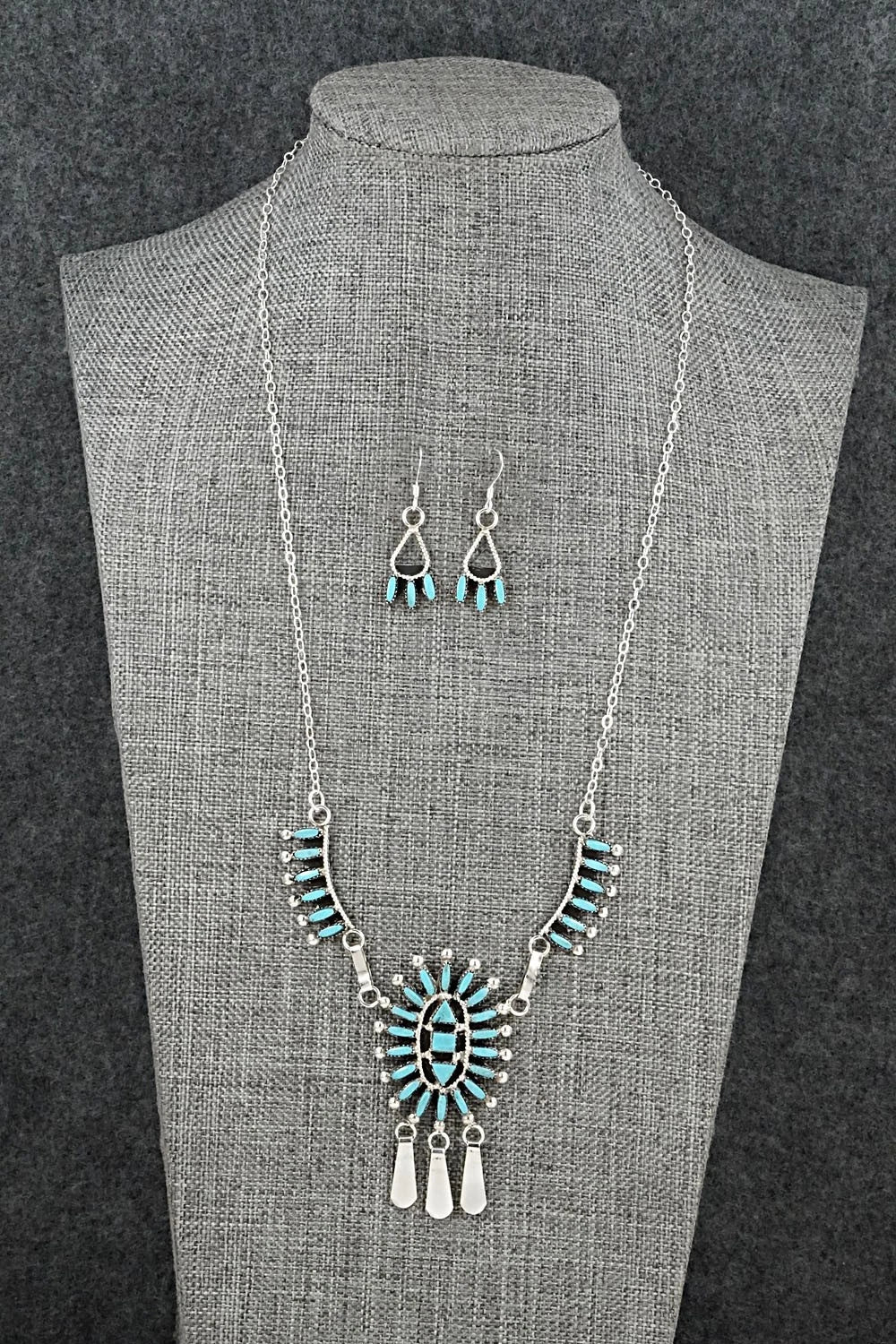 Turquoise & Sterling Silver Necklace Set - Evonne Hustito