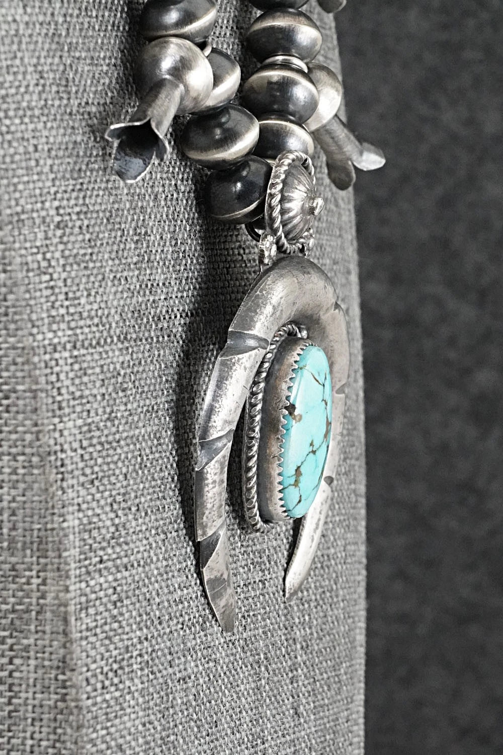 Turquoise & Sterling Silver Squash Blossom Necklace - Preston Haley