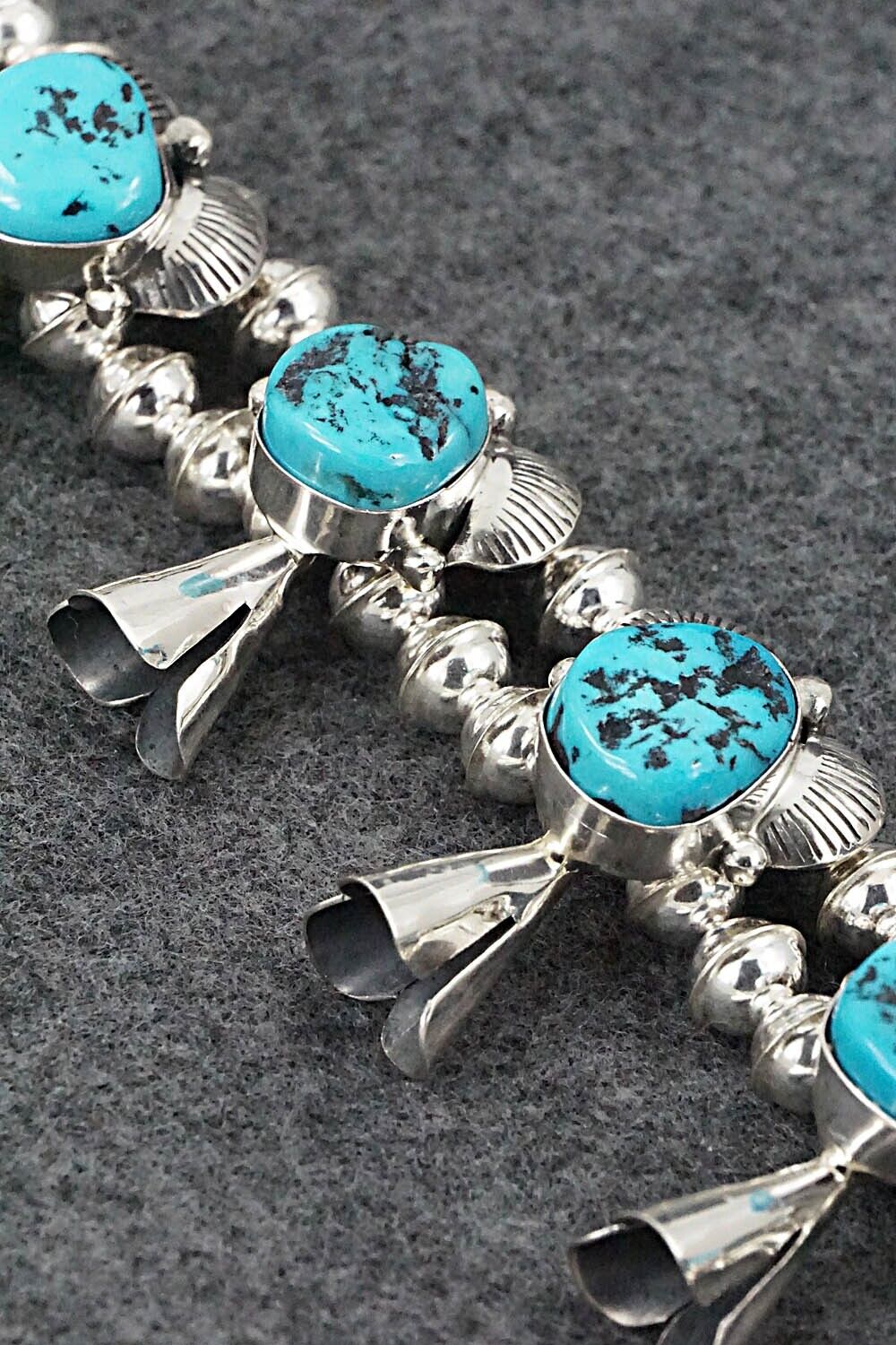 Turquoise & Sterling Silver Squash Blossom Set - Vernon Johnson