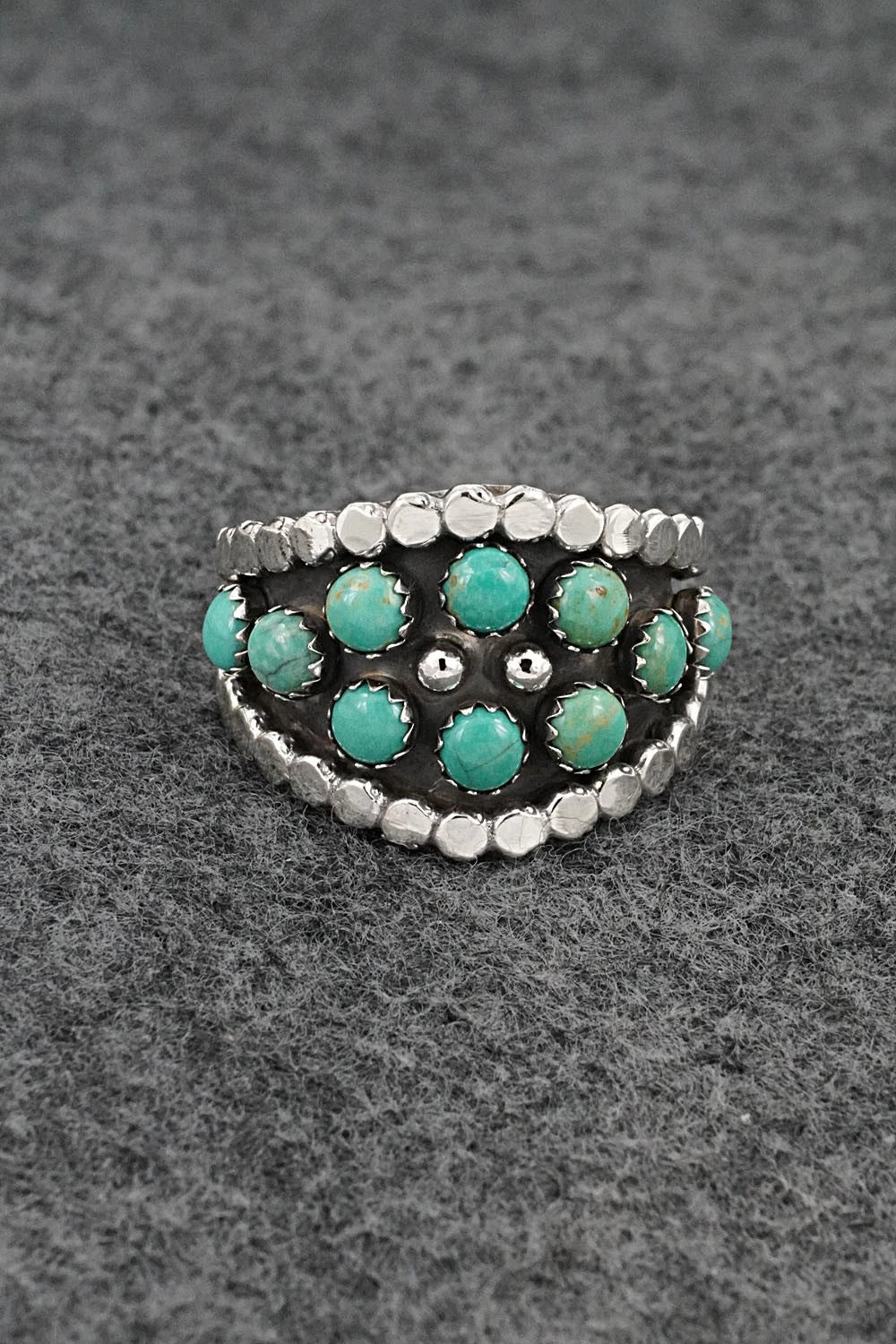 Turquoise & Sterling Silver Ring - Kenny Lonjose - Size 9.5