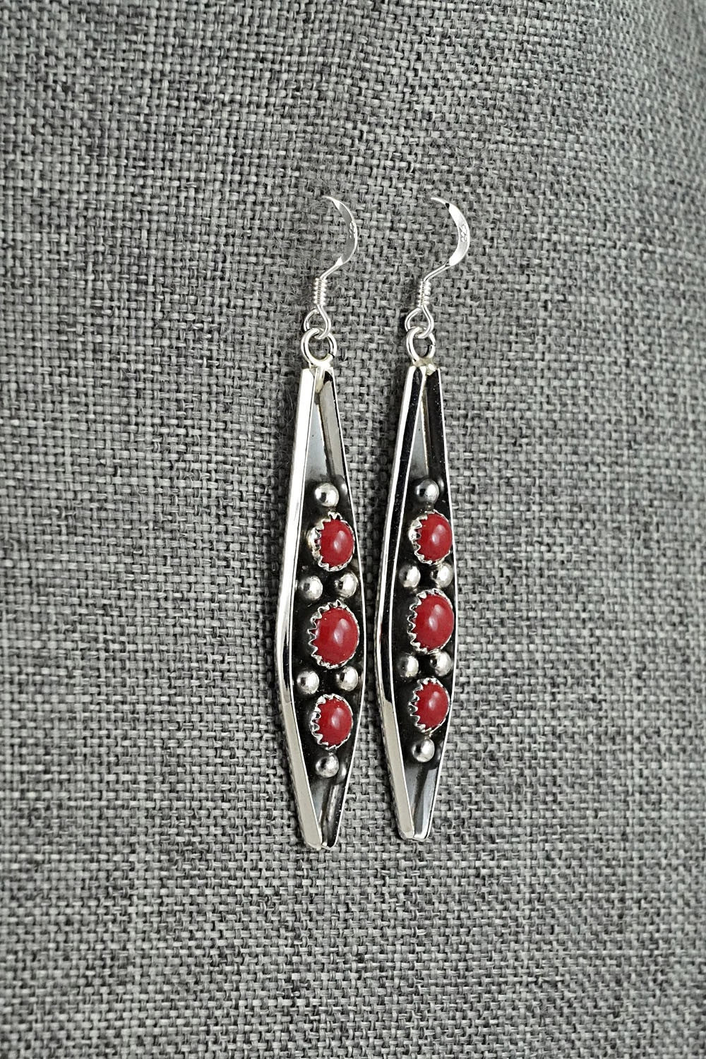Coral & Sterling Silver Earrings - Paul Largo