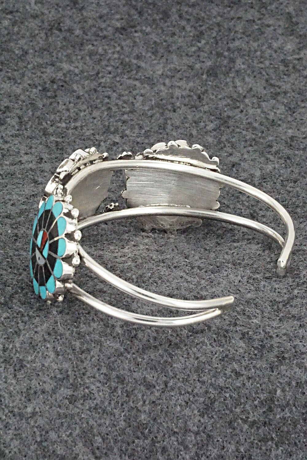 Multi Stone & Sterling Silver Inlay Bracelet - Delbert Soseeah