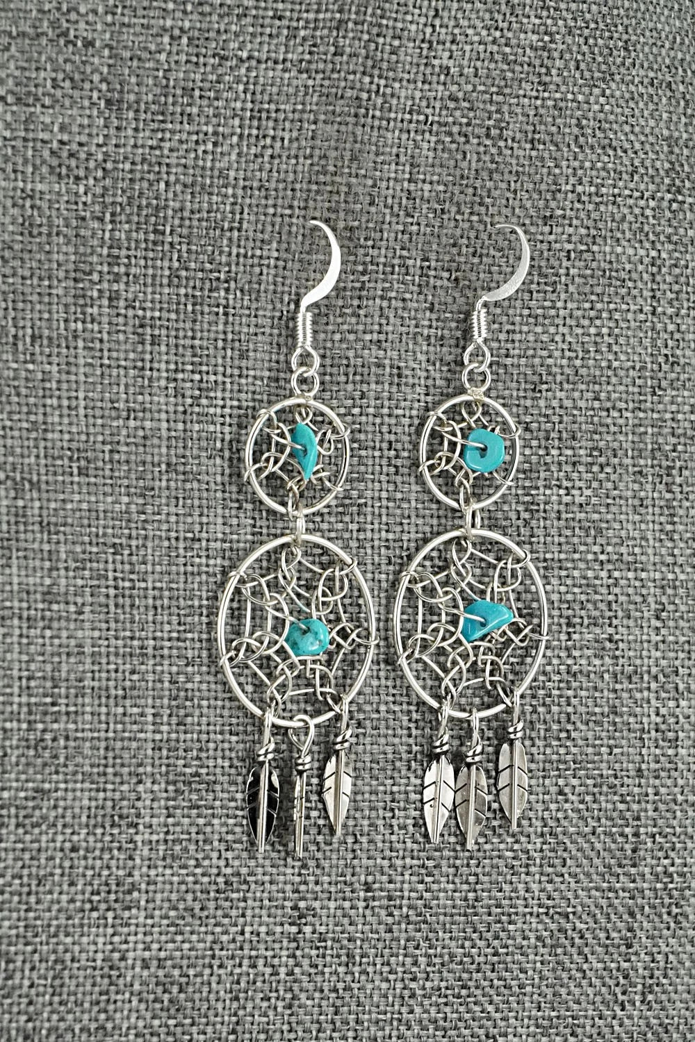 Turquoise & Sterling Silver Earrings - Lorenzo Arviso Jr.