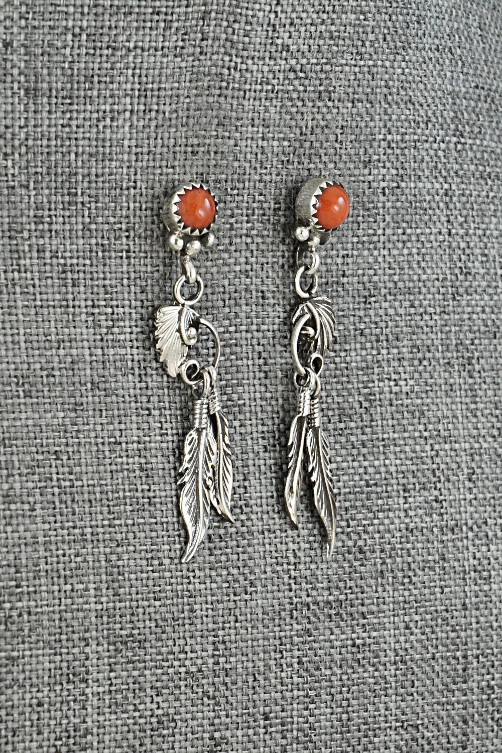 Coral & Sterling Silver Earrings - Rita Largo