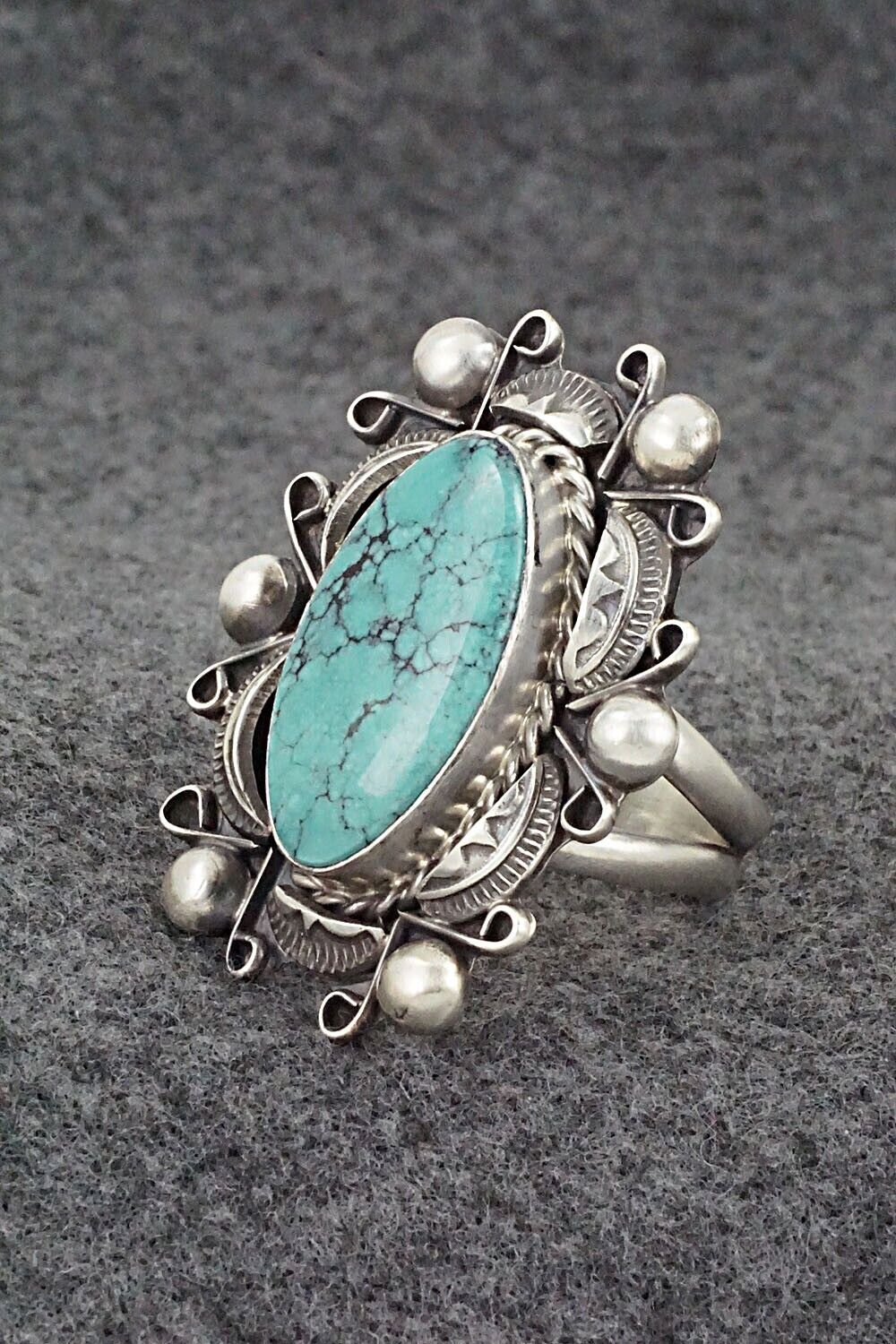 Turquoise & Sterling Silver Ring - Wilson Dawes - Size 12