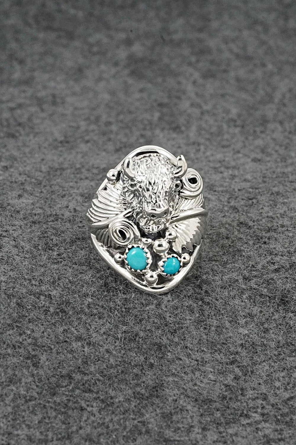 Turquoise & Sterling Silver Ring - Darrell Morgan - Size 9.75