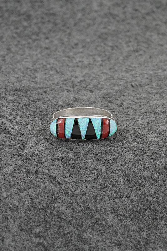 Multi-Stone & Sterling Silver Inlay Ring - Ola Eriacho - Size 8