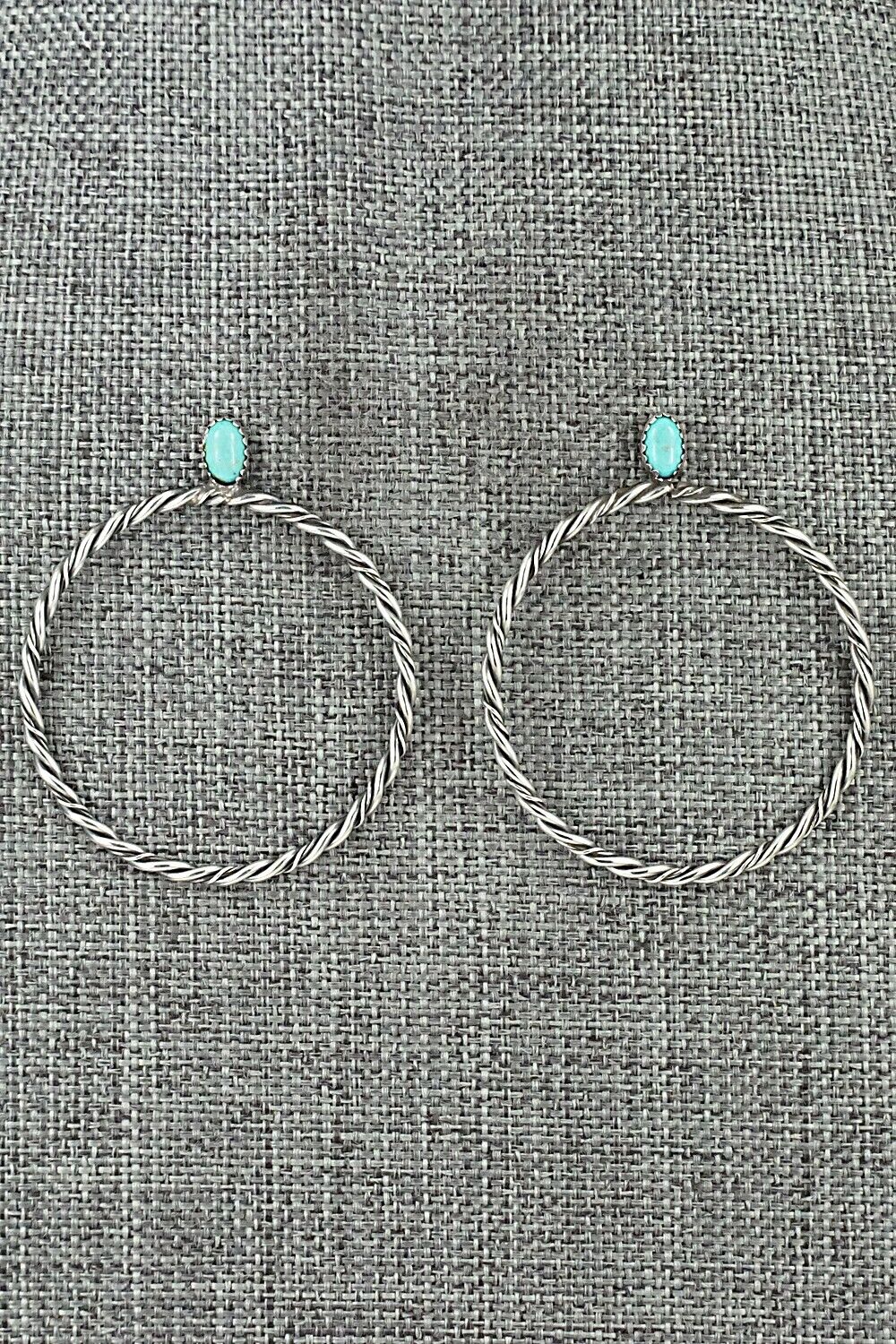 Turquoise & Sterling Silver Earrings - Nelson Leonard Jr.