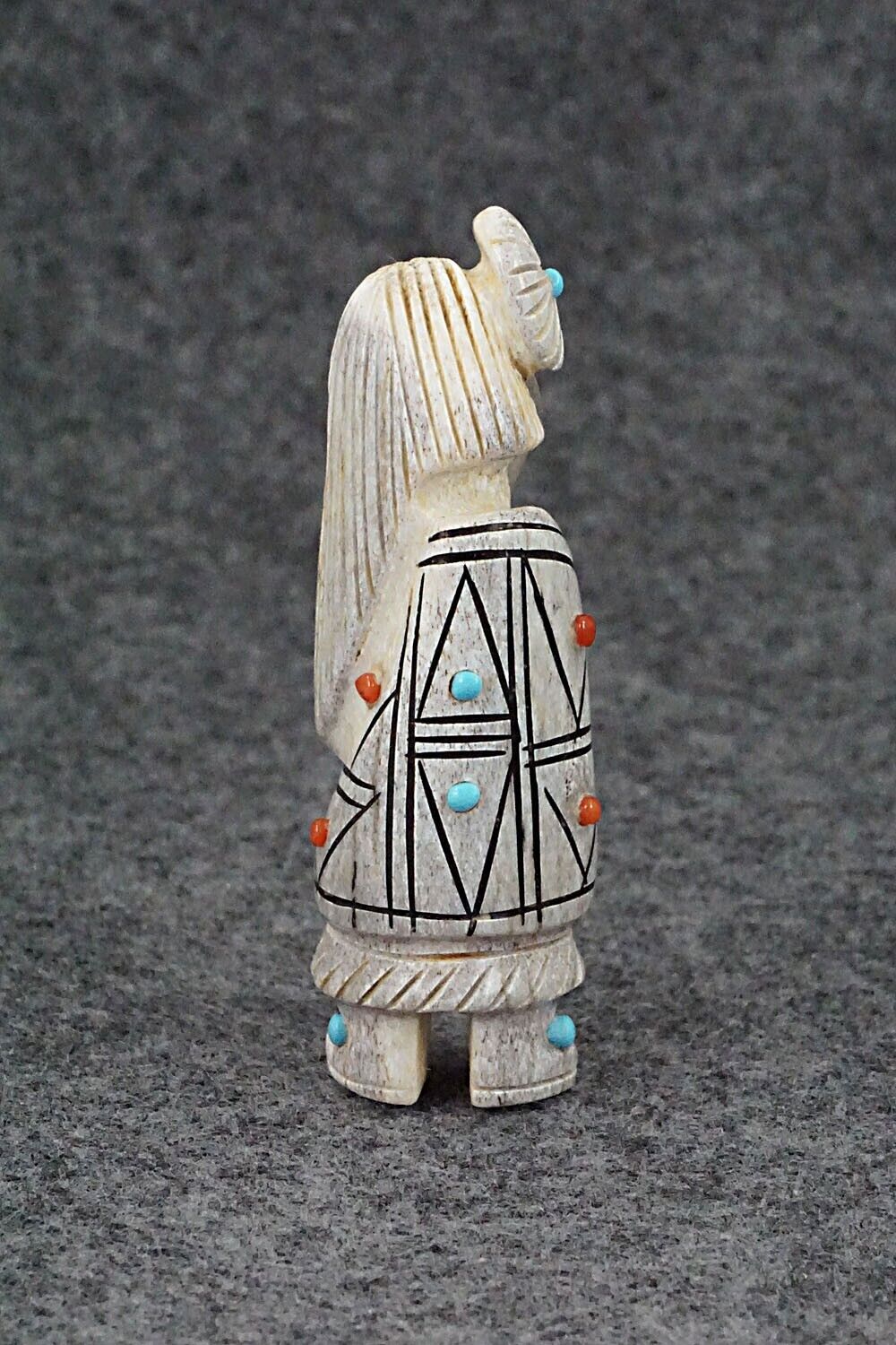 Hunter with Spear & Shield Zuni Fetish Carving - Claudia Peina