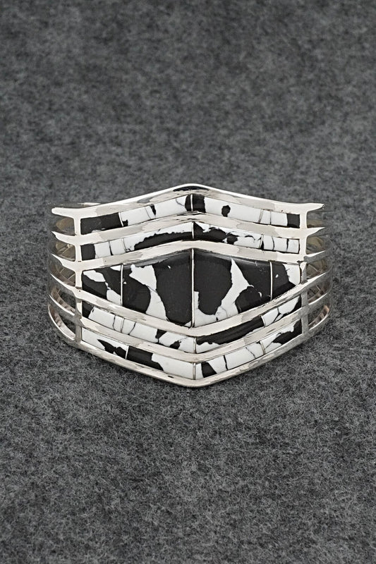 White Buffalo & Sterling Silver Inlay Bracelet - Andrew Enrico