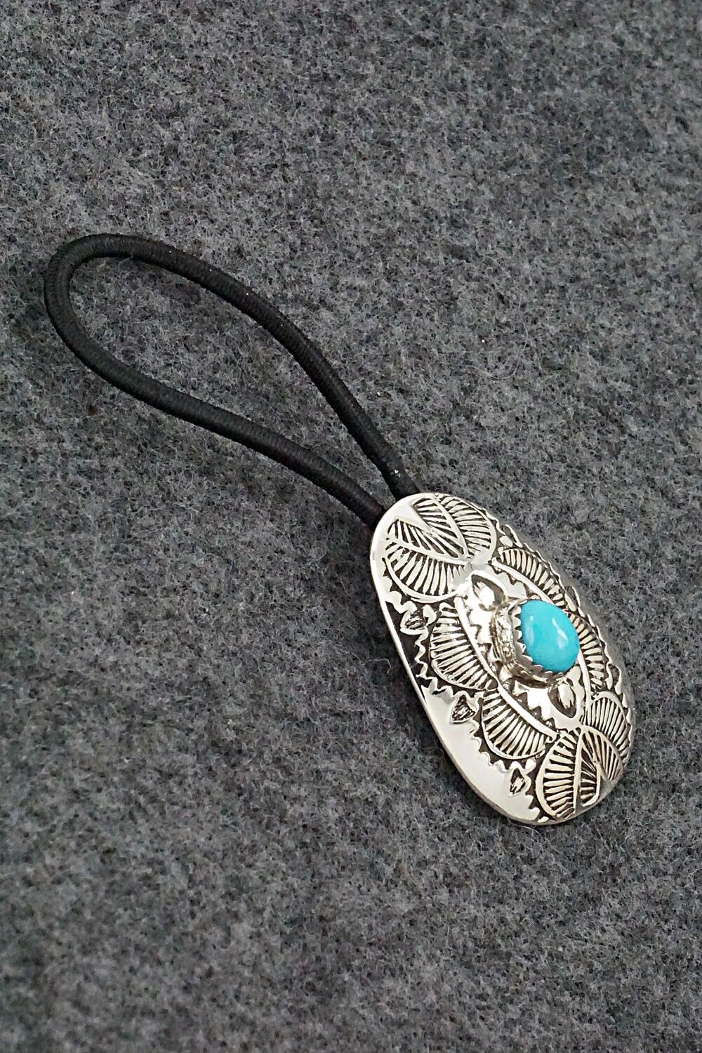 Turquoise & Sterling Silver Hair Tie - Shirley Skeets