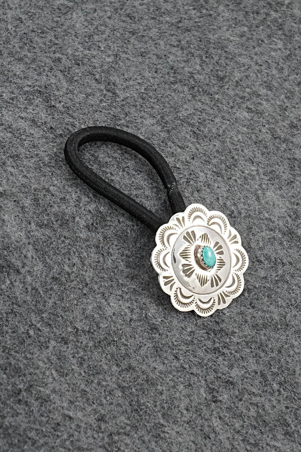 Turquoise & Sterling Silver Hair Tie - Bertha Begay