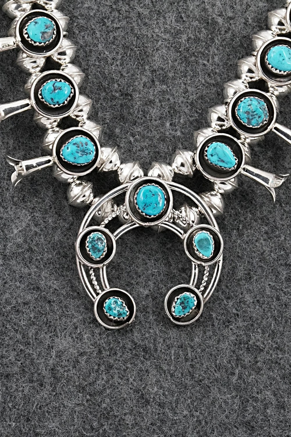 Turquoise & Sterling Silver Squash Blossom Set - Phil Garcia