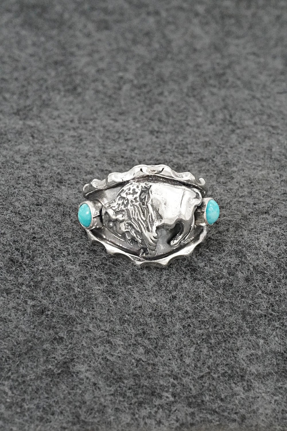 Turquoise & Sterling Silver Ring - Genevieve Francisco - Size 12.5