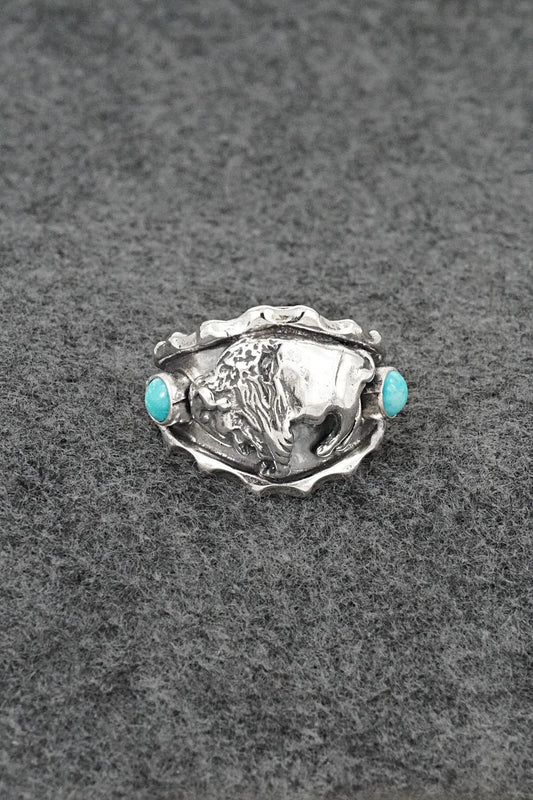 Turquoise & Sterling Silver Ring - Genevieve Francisco - Size 12.5