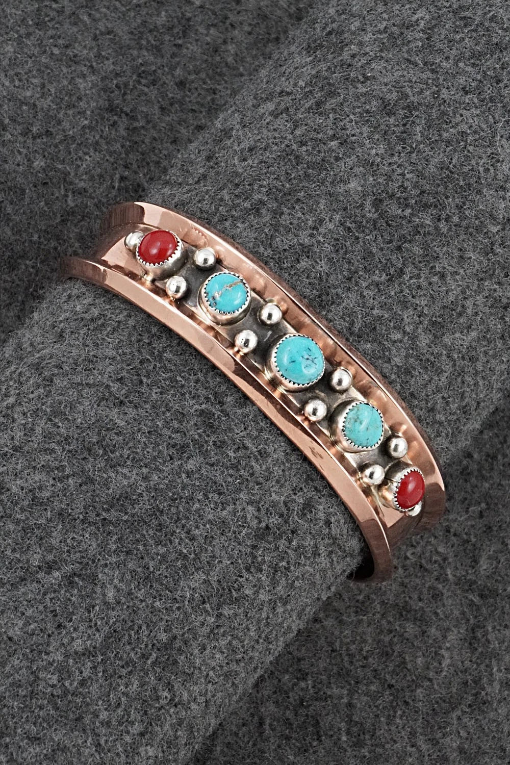 Turquoise, Coral & Copper Bracelet - Paul Largo