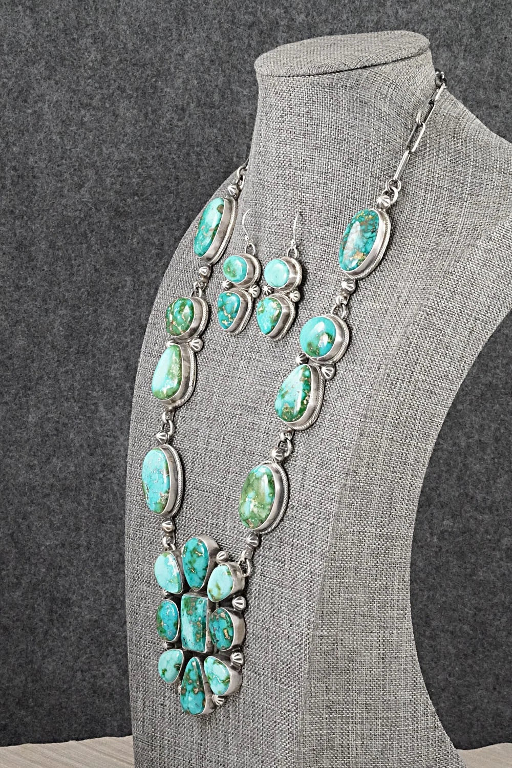 Turquoise & Sterling Silver Necklace and Earrings Set - Kathleen Livingston