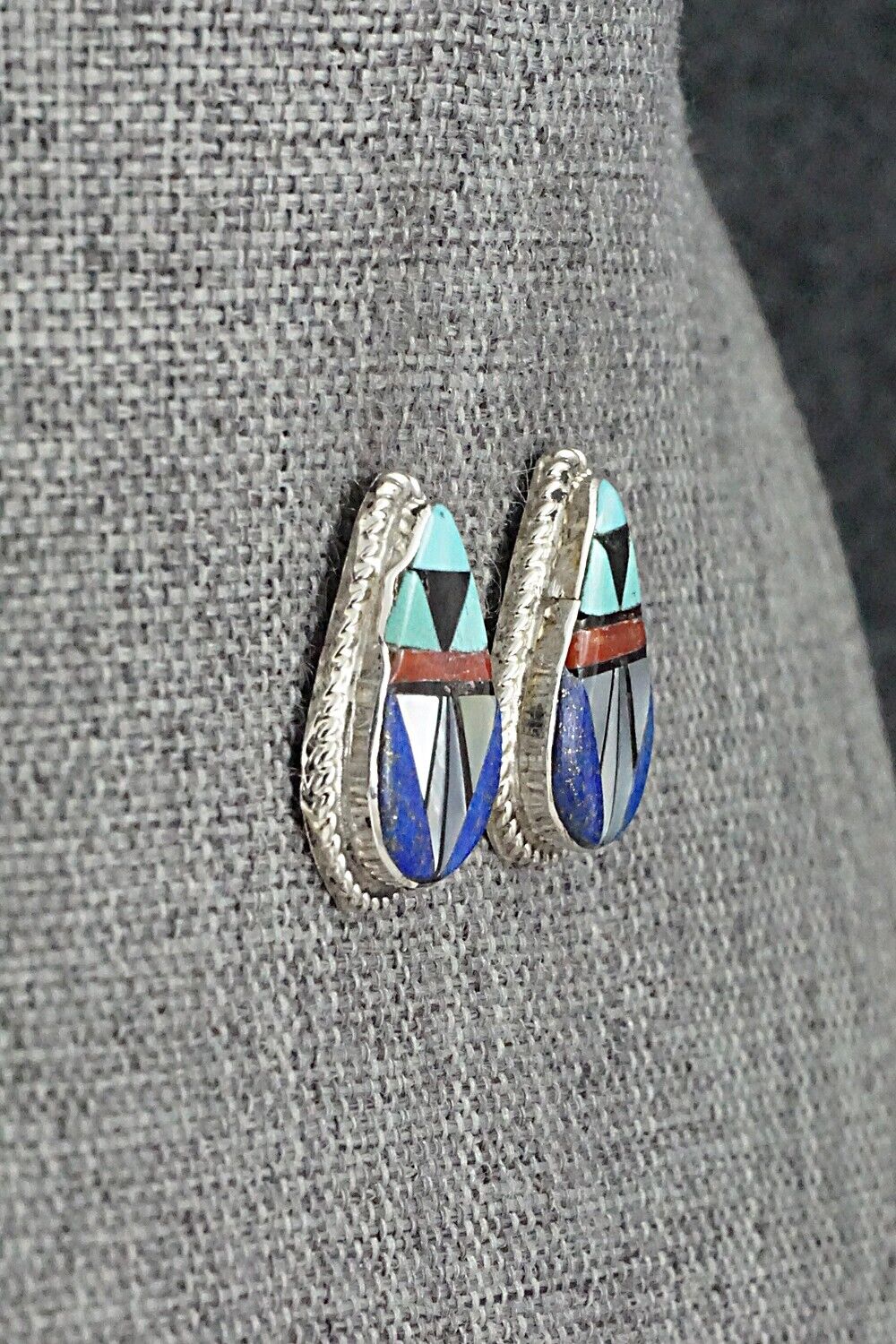 Multi-Stone Inlay & Sterling Silver Earrings - Ola Eriacho