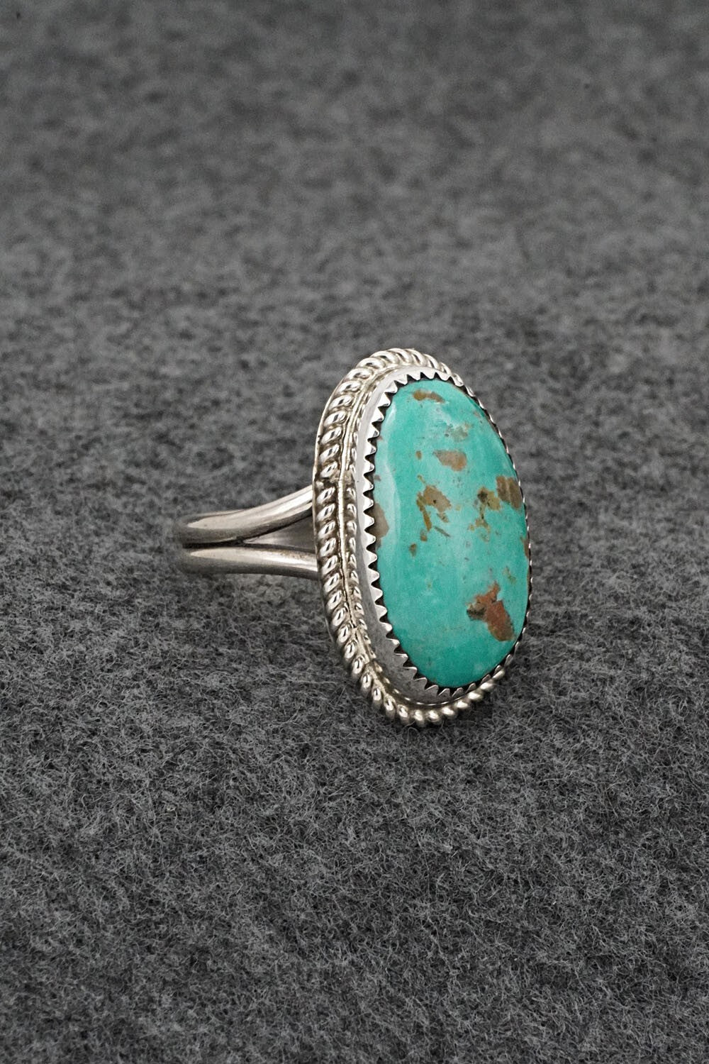 Turquoise & Sterling Silver Ring - Leslie Nez - Size 11