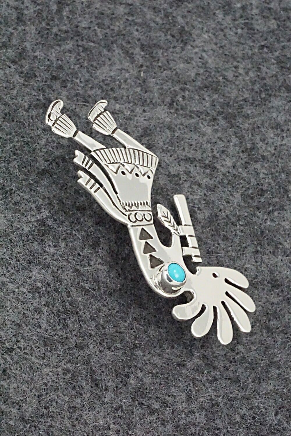 Turquoise & Sterling Silver Pin - Fred Guerro