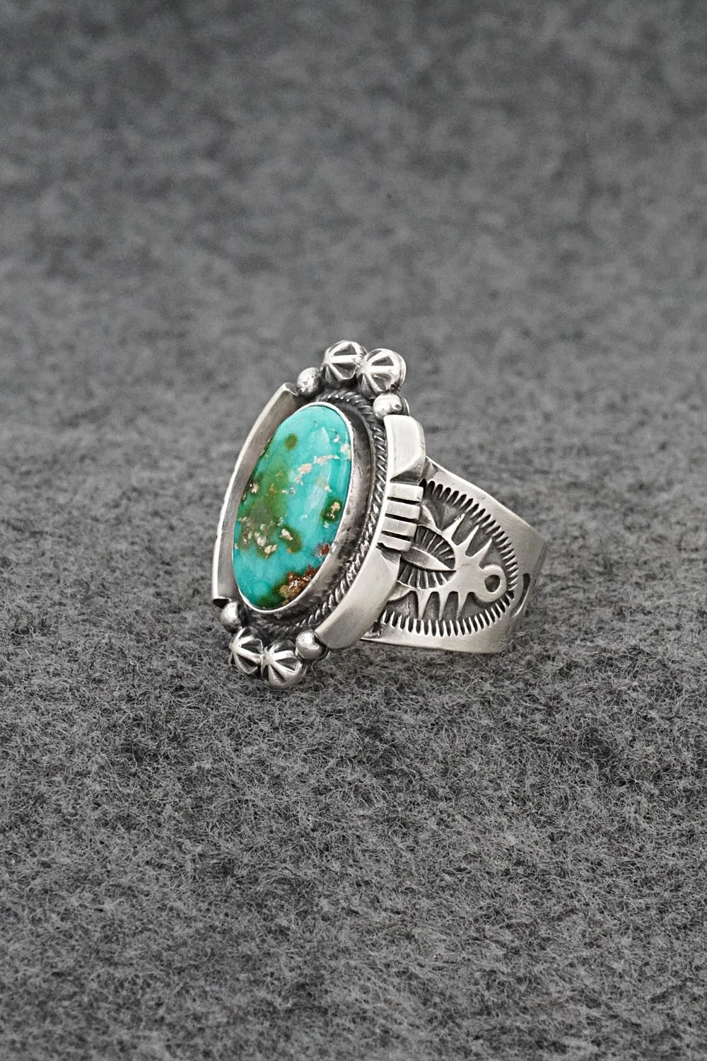 Turquoise & Sterling Silver Ring - Samuel Yellowhair - Size 8