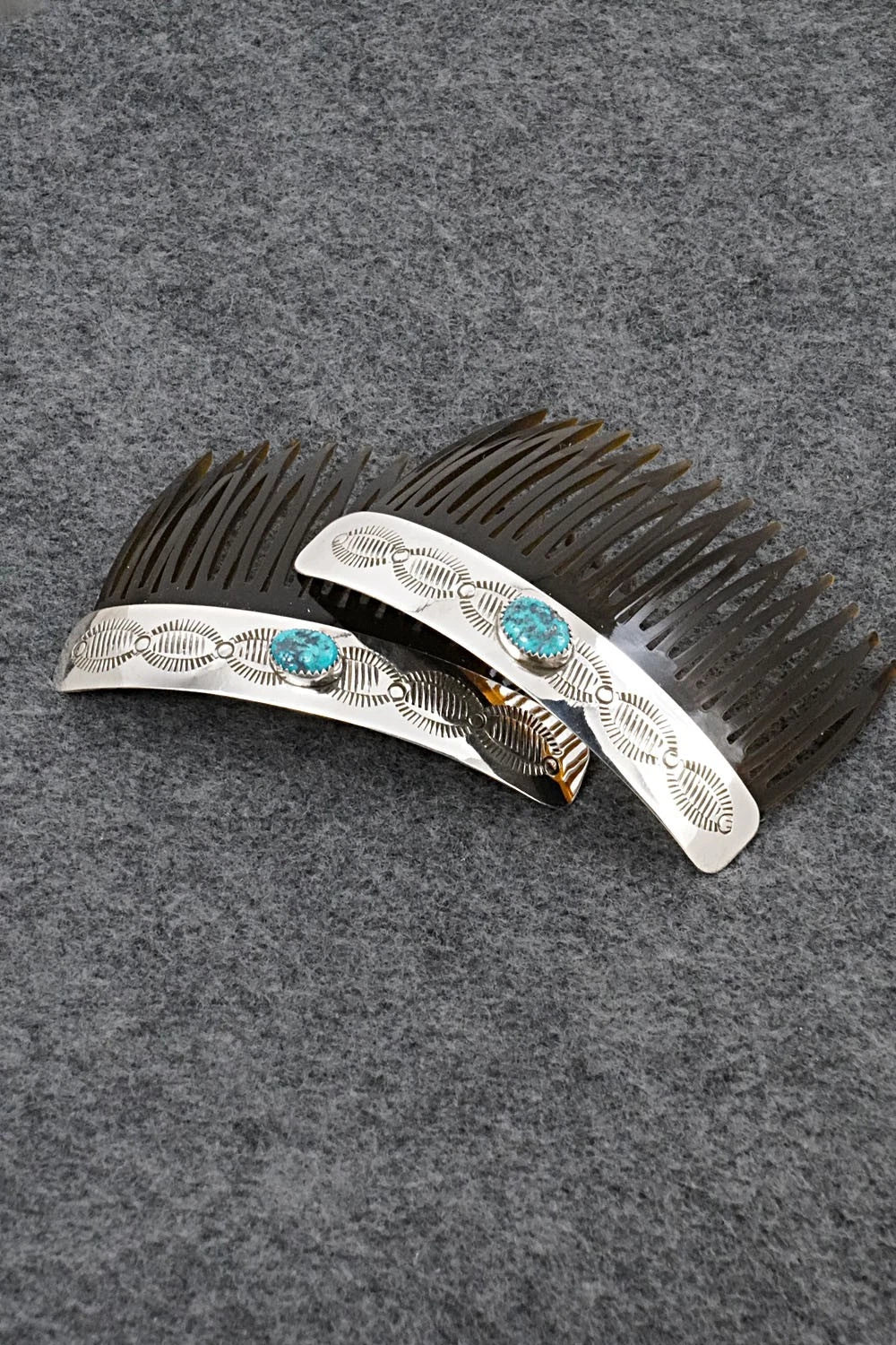 Turquoise & Sterling Silver Hair Combs - Joann Silver