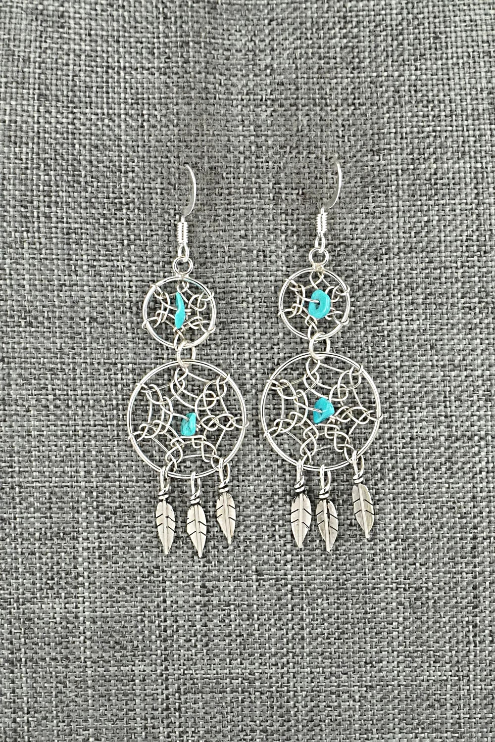 Turquoise & Sterling Silver Earrings - Lorenzo Arviso Jr.