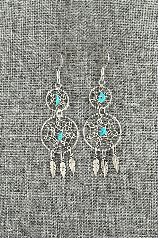 Turquoise & Sterling Silver Earrings - Lorenzo Arviso Jr.