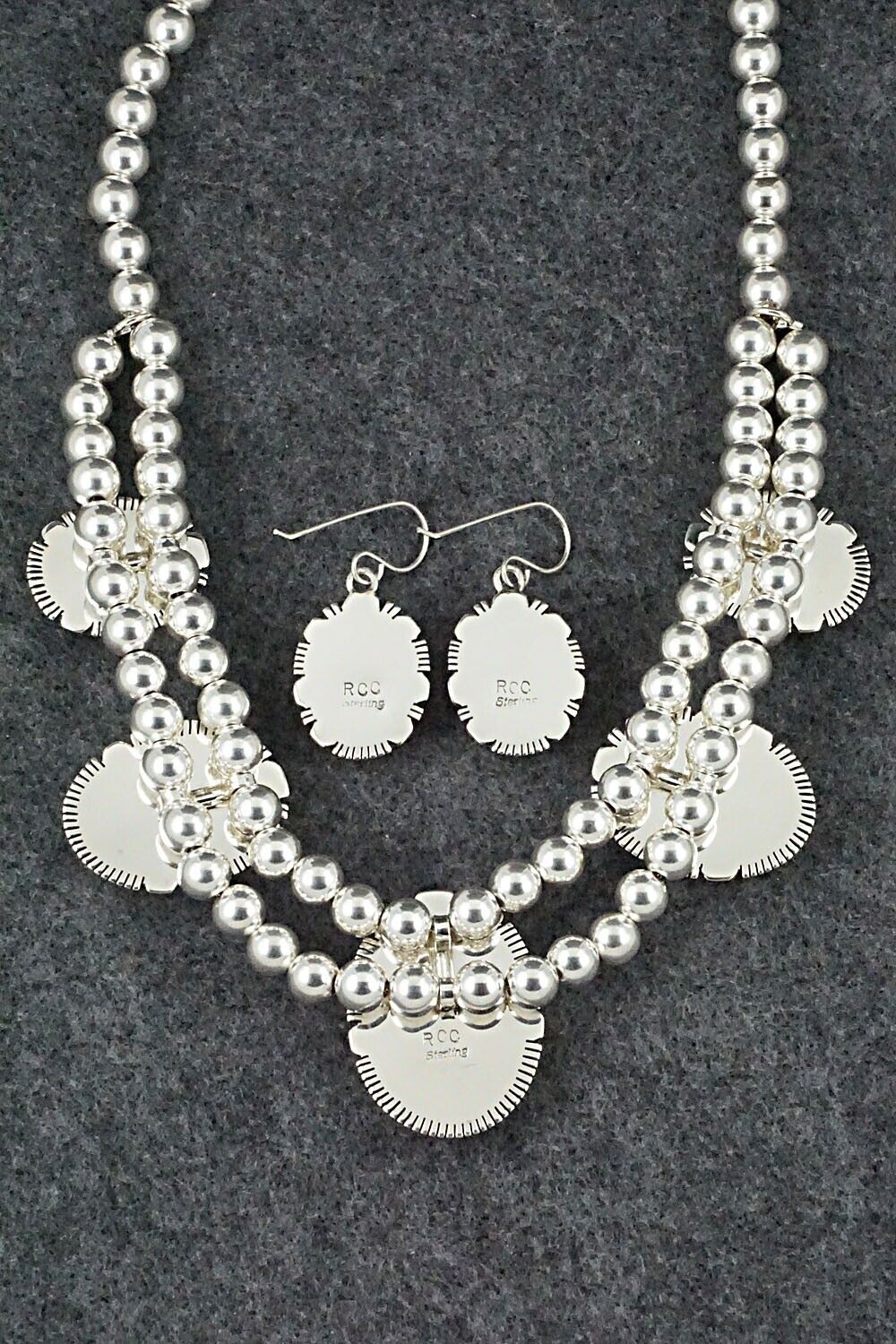 Spiny Oyster & Sterling Silver Necklace Set - Richard Curley