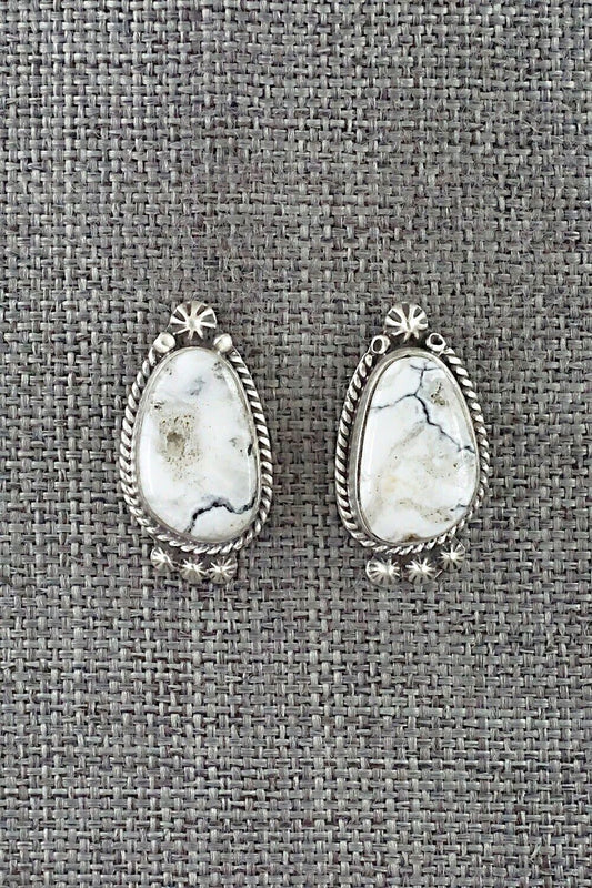 White Buffalo & Sterling Silver Earrings - Sheena Jack