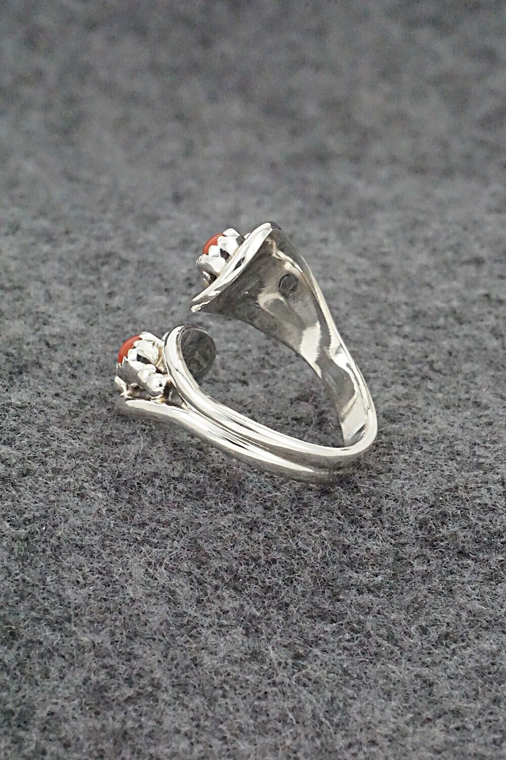 Coral & Sterling Silver Ring - Annette Chiquito - Size 8.5