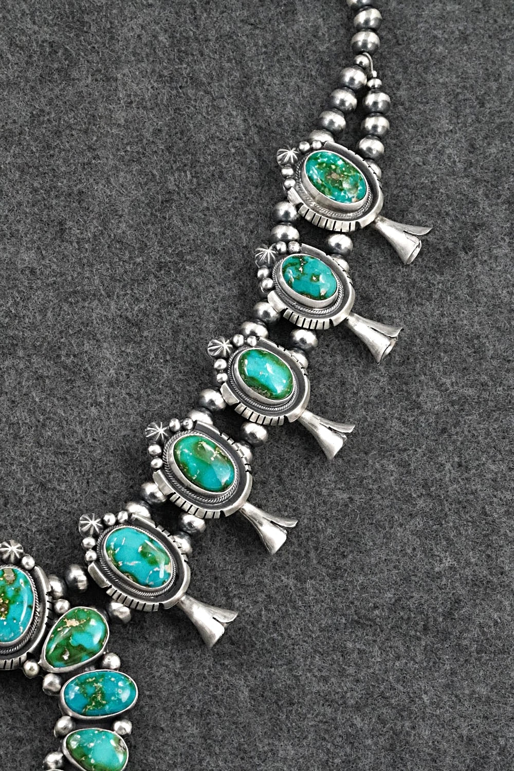 Turquoise & Sterling Silver Squash Blossom Set - Bob Becenti
