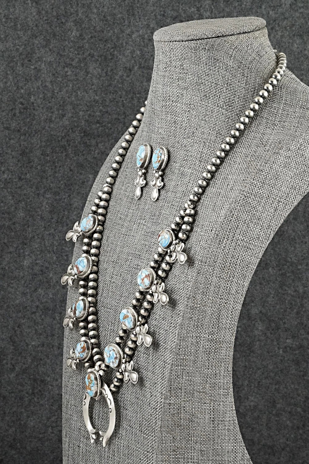 Turquoise & Sterling Silver Squash Blossom Set - Adrienne Gordon